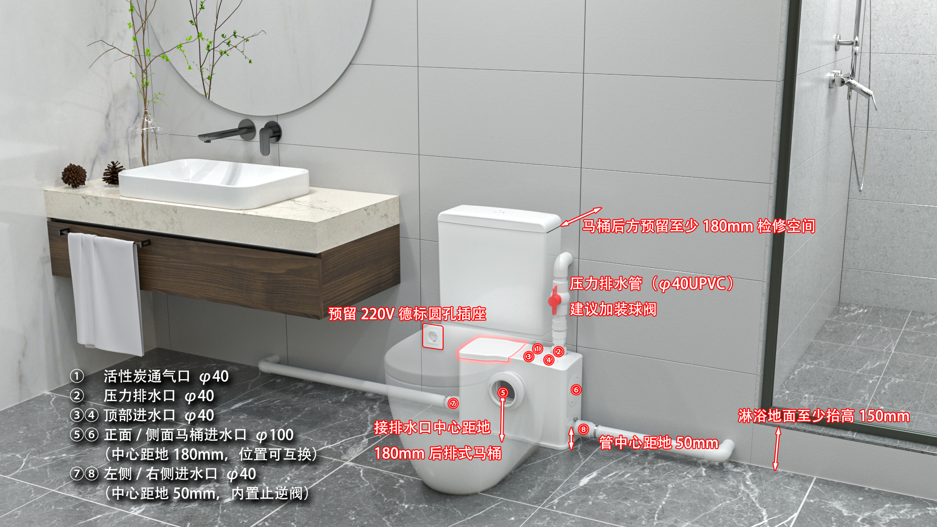 卫生间污水提升器 卫生间污水提升器